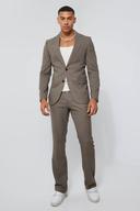 Mens Brown Toosii Skinny Single Breasted Dogstooth Suit Jacket
