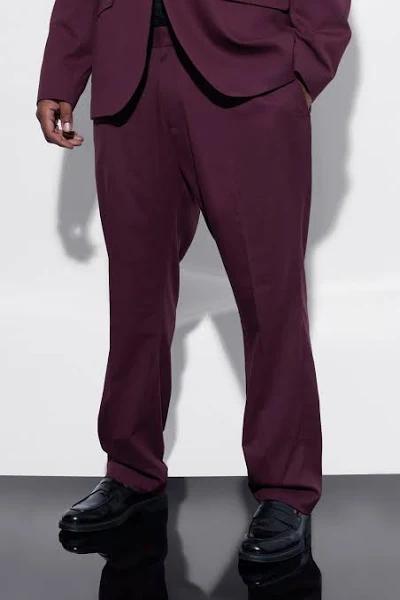 Mens Burgundy Plus Slim Fit Tailored Trouser