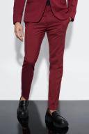 Mens Burgundy Skinny Suit Trouser