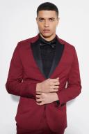 Mens Burgundy Skinny Tuxedo Single Breasted Suit Jacket
