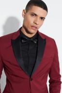 Mens Burgundy Skinny Tuxedo Single Breasted Suit Jacket