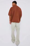 Mens Burnt Orange Oversized Drop Shoulder Knitted T-Shirt