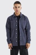 Mens Charcoal Cord Cargo Overshirt