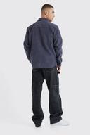Mens Charcoal Cord Cargo Overshirt