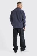 Mens Charcoal Cord Cargo Overshirt