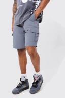 Mens Charcoal Elastic Bermuda Lightweight Cargo Short