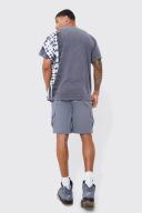 Mens Charcoal Elastic Bermuda Lightweight Cargo Short