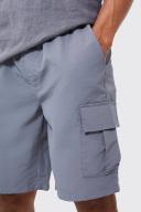 Mens Charcoal Elastic Bermuda Lightweight Cargo Short