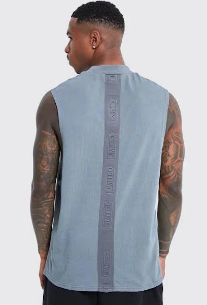 Mens Charcoal Limited Embossed Drop Armhole Vest