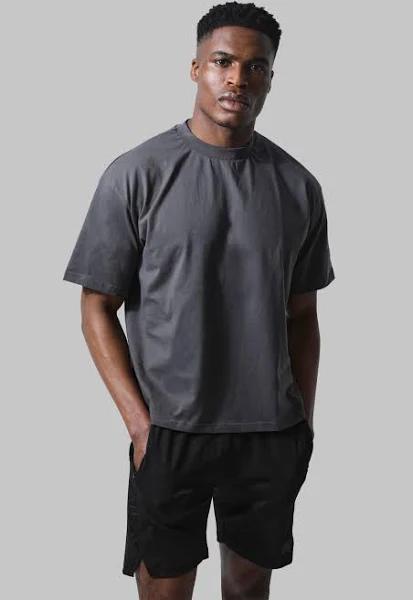 Mens Charcoal Man Active Heavyweight Boxy Gym T-Shirt