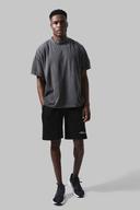 Mens Charcoal Man Active Slogan Oversized Short Set