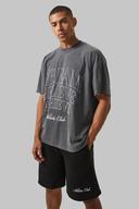 Mens Charcoal Man Active Slogan Oversized Short Set