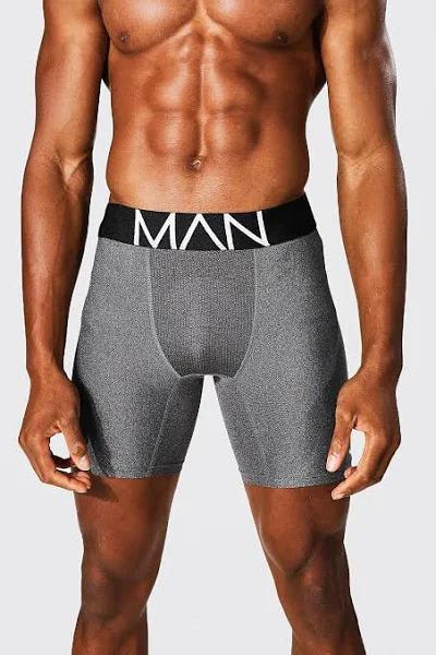 Mens Charcoal Man Dash Long Length Sports Boxer