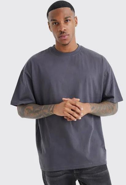 Mens Charcoal Oversized Basic T-Shirt