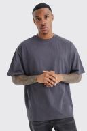 Mens Charcoal Oversized Basic T-Shirt