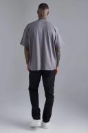 Mens Charcoal Oversized Extended Neck Heavy T-Shirt