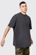 Mens Charcoal Oversized Extended Neck T-Shirt