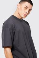 Mens Charcoal Oversized Extended Neck T-Shirt