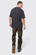 Mens Charcoal Oversized Extended Neck T-Shirt