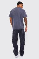 Mens Charcoal Oversized Overdyed Tokyo Car Print T-Shirt