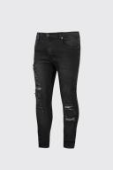 Mens Charcoal Plus Size Distressed Skinny Fit Jeans