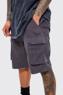 Mens Charcoal Relaxed Fixed Waist Cargo Short