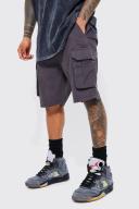 Mens Charcoal Relaxed Fixed Waist Cargo Short
