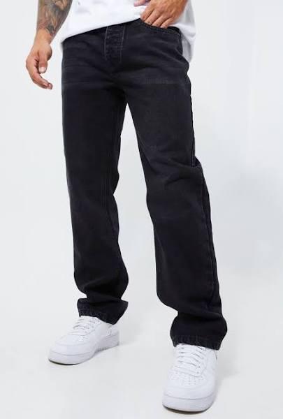 Mens Charcoal Relaxed Rigid Jeans