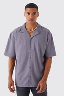 Mens Charcoal Short Sleeve Boxy Revere Rib Jersey Shirt