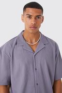 Mens Charcoal Short Sleeve Boxy Revere Rib Jersey Shirt