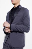 Mens Charcoal Skinny Tuxedo Single Breasted Suit Jacket