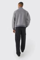 Mens Charcoal Suedette Funnel Neck Bomber