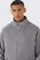 Mens Charcoal Suedette Funnel Neck Bomber