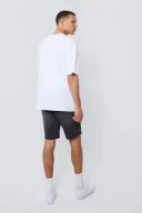 Mens Charcoal Tall Skinny Stretch Distressed Denim Short
