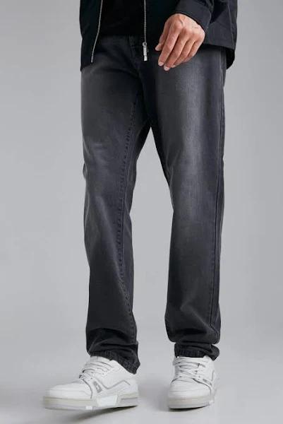 Mens Charcoal Tall Straight Fit Rigid Denim Jean