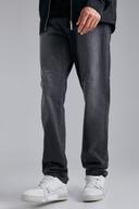 Mens Charcoal Tall Straight Fit Rigid Denim Jean