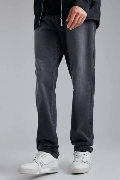Mens Charcoal Tall Straight Fit Rigid Denim Jean