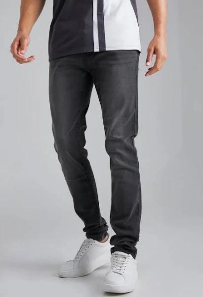 Mens Charcoal Tall Stretch Skinny Fit Jeans