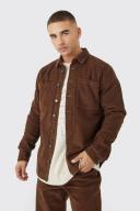 Mens Chocolate Cord Cargo Overshirt