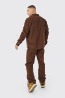 Mens Chocolate Cord Cargo Overshirt