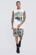 Mens Chocolate Fixed Relaxed Bandana Cargo Short