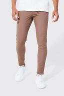 Mens Chocolate Fixed Waist Skinny Textured Chino