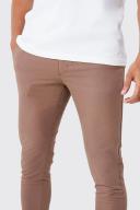 Mens Chocolate Fixed Waist Skinny Textured Chino