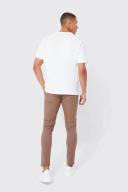 Mens Chocolate Fixed Waist Skinny Textured Chino