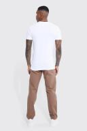 Mens Chocolate Fixed Waist Slim Fit Textured Chino