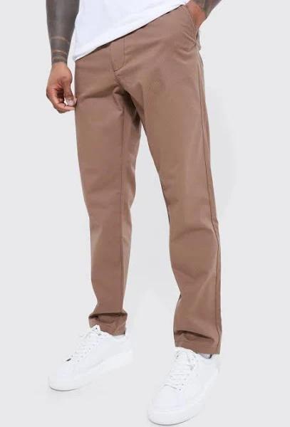 Mens Chocolate Fixed Waist Slim Fit Textured Chino