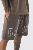 Mens Chocolate Oversized Overdyed Rally T-Shirt & Short Set