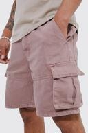 Mens Chocolate Relaxed Overdyed Denim Cargo Shorts