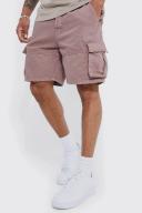 Mens Chocolate Relaxed Overdyed Denim Cargo Shorts