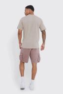 Mens Chocolate Relaxed Overdyed Denim Cargo Shorts